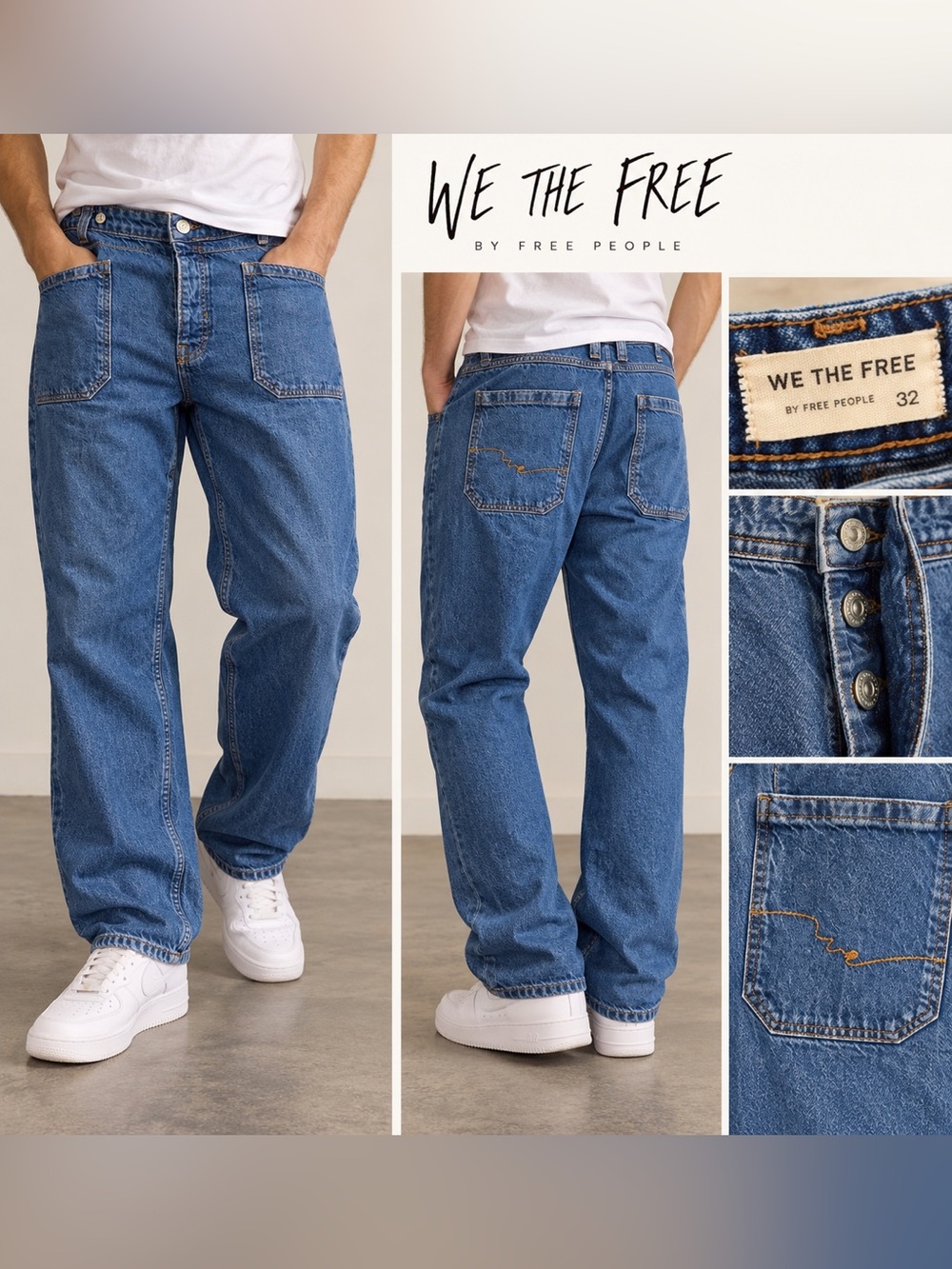 We The Free Men’s Size 32 Carpenter Utility Jeans Blue Denim Straight Leg